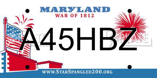 A45HBZ Maryland License Plate