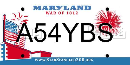 A54YBS Maryland License Plate