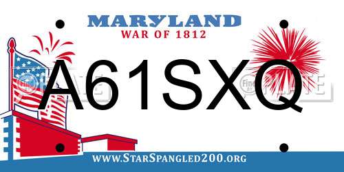 A61SXQ Maryland License Plate