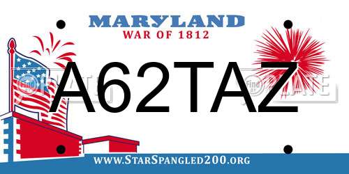 A62TAZ Maryland License Plate