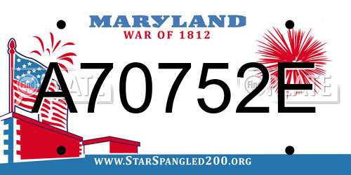 A70752E Maryland License Plate