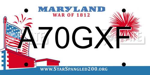A70GXF Maryland License Plate