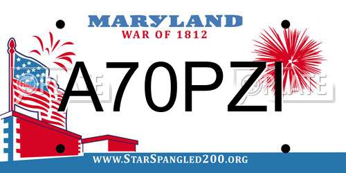A70PZI Maryland License Plate
