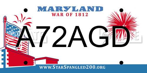 A72AGD Maryland License Plate