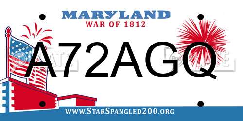 A72AGQ Maryland License Plate