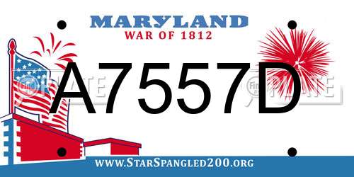 A7557D Maryland License Plate