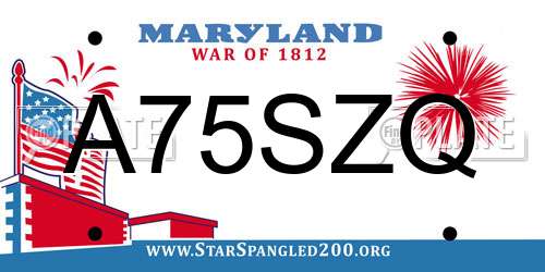 A75SZQ Maryland License Plate