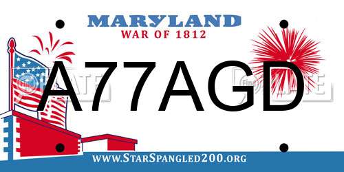 A77AGD Maryland License Plate