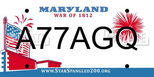 A77AGQ Maryland License Plate