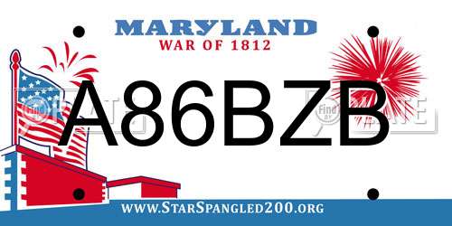 A86BZB Maryland License Plate