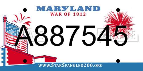 A887545 Maryland License Plate