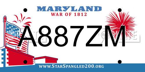 A887ZM Maryland License Plate