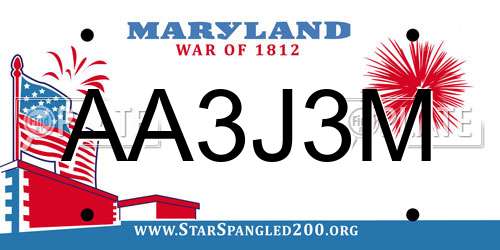 AA3J3M Maryland License Plate