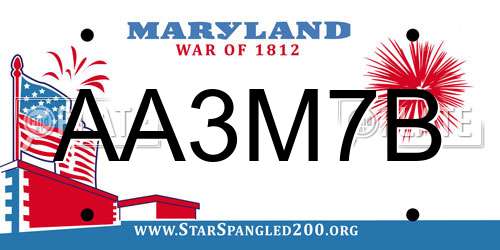 AA3M7B Maryland License Plate