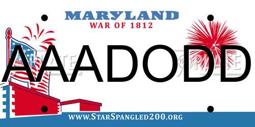 AAADODD Maryland License Plate