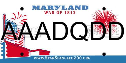 AAADQDD Maryland License Plate