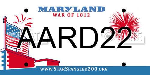 AARD22 Maryland License Plate