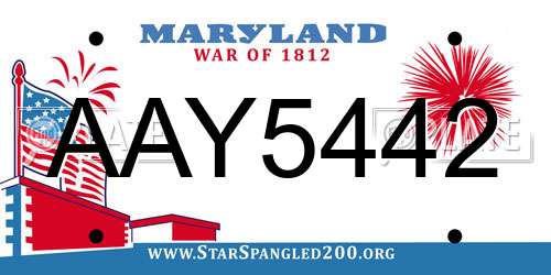 AAY5442 Maryland License Plate