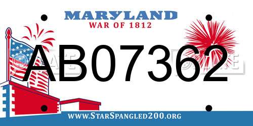 AB07362 Maryland License Plate