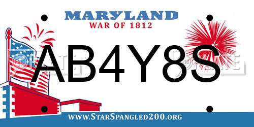 AB4Y8S Maryland License Plate