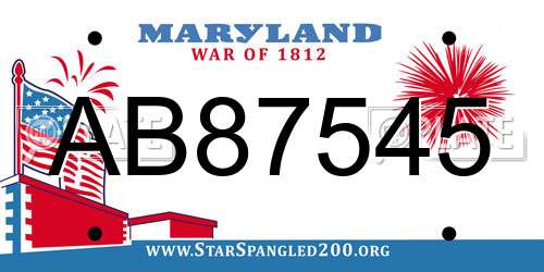 AB87545 Maryland License Plate
