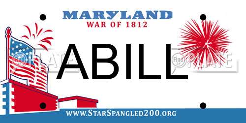 ABILL Maryland License Plate