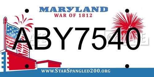 ABY7540 Maryland License Plate