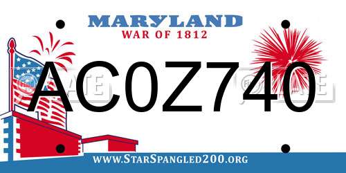 AC0Z740 Maryland License Plate