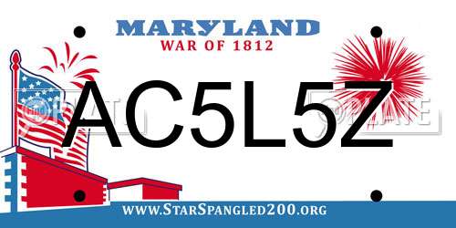 AC5L5Z Maryland License Plate