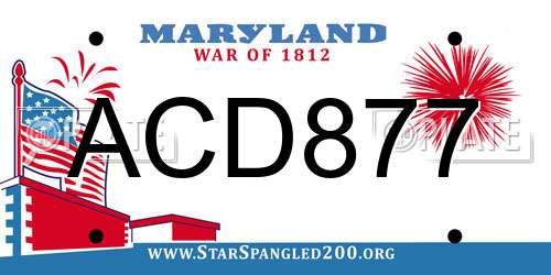 ACD877 Maryland License Plate