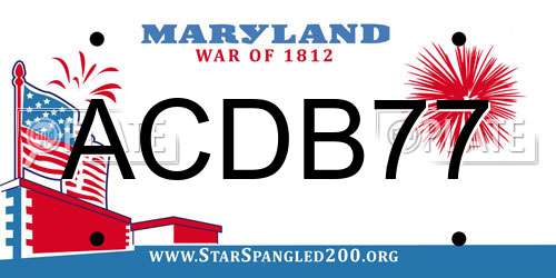 ACDB77 Maryland License Plate