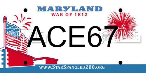 ACE67 Maryland License Plate