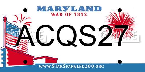 ACQS27 Maryland License Plate