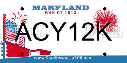 ACY12K Maryland License Plate