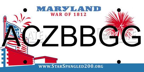 ACZBBGG Maryland License Plate