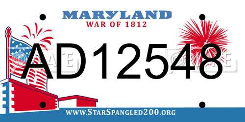 AD12548 Maryland License Plate