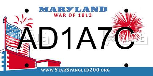AD1A7C Maryland License Plate