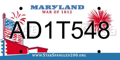 AD1T548 Maryland License Plate