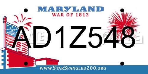 AD1Z548 Maryland License Plate