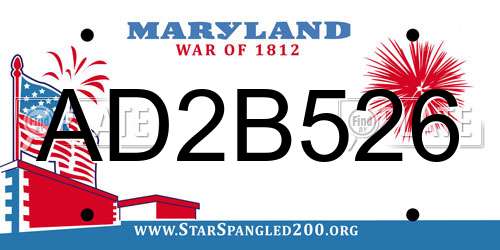 AD2B526 Maryland License Plate