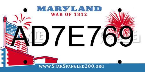 AD7E769 Maryland License Plate