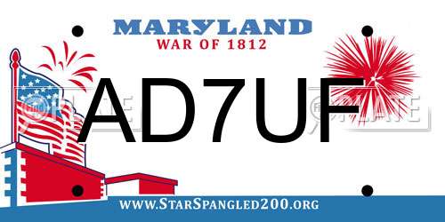 AD7UF Maryland License Plate