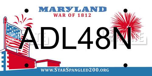 ADL48N Maryland License Plate