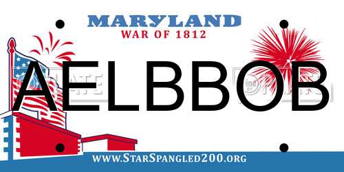 AELBBOB Maryland License Plate
