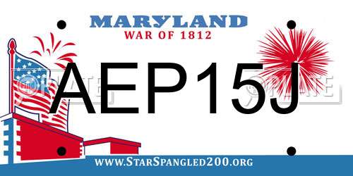 AEP15J Maryland License Plate