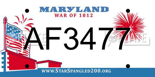 AF3477 Maryland License Plate