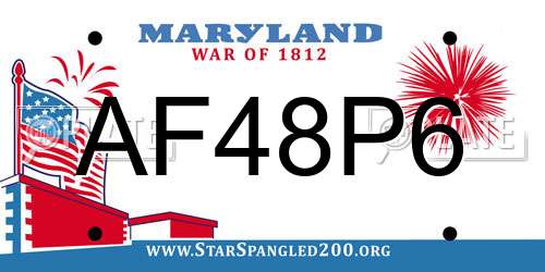 AF48P6 Maryland License Plate
