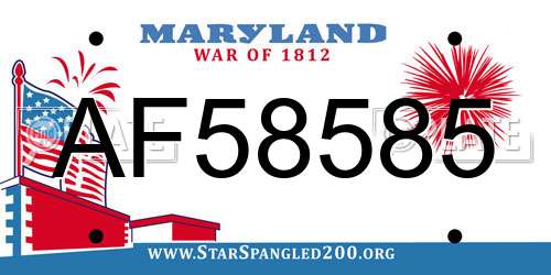 AF58585 Maryland License Plate