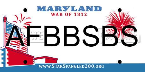 AFBBSBS Maryland License Plate
