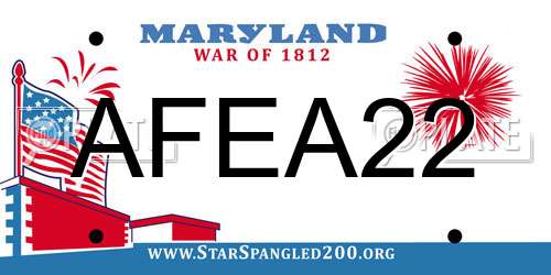 AFEA22 Maryland License Plate